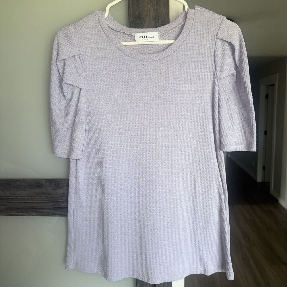 Gilli Women’s Waffle Knit Shirt Purple Size Large Rouge Sleeve
